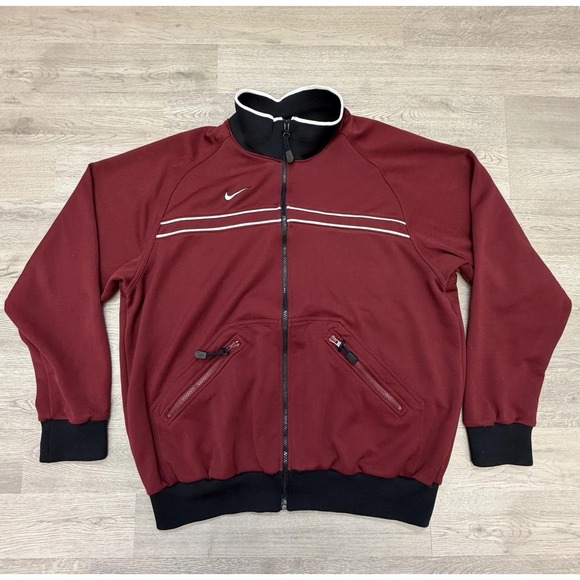 Nike Other - Vintage Nike Warm Up Jacket Mens Large Zip Track Jacket Maroon 90s Y2K
